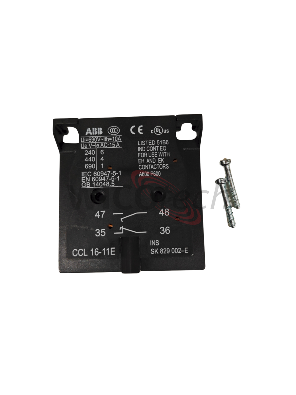 Aux. cont for ABB contactor CCL16-11E
